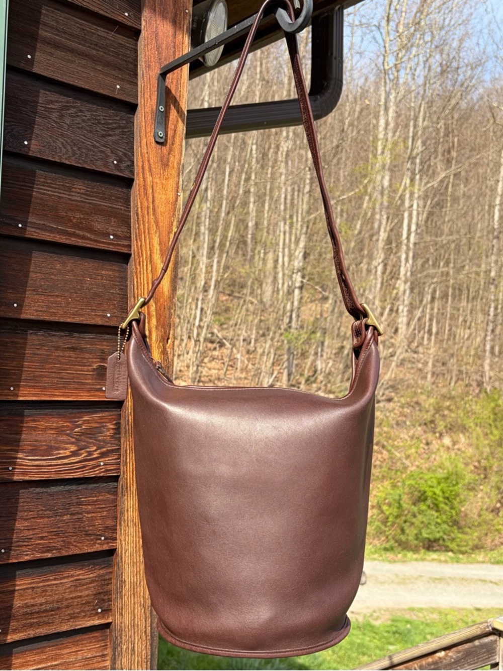 COACH Duffle Sac #9085 Mahogany Brown Leather Hungary Vintage 90s XL Bucket Bag